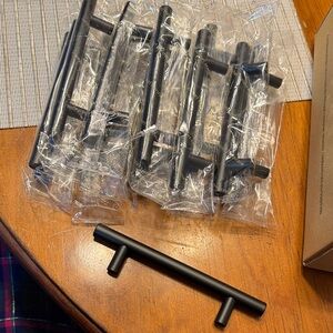 Set of 16 Matte Black Door handles with long and short screws